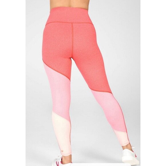 Fabletics Legging Women Medium Pink High Waisted Heather Colorblock 7/8 Length - Picture 11 of 11